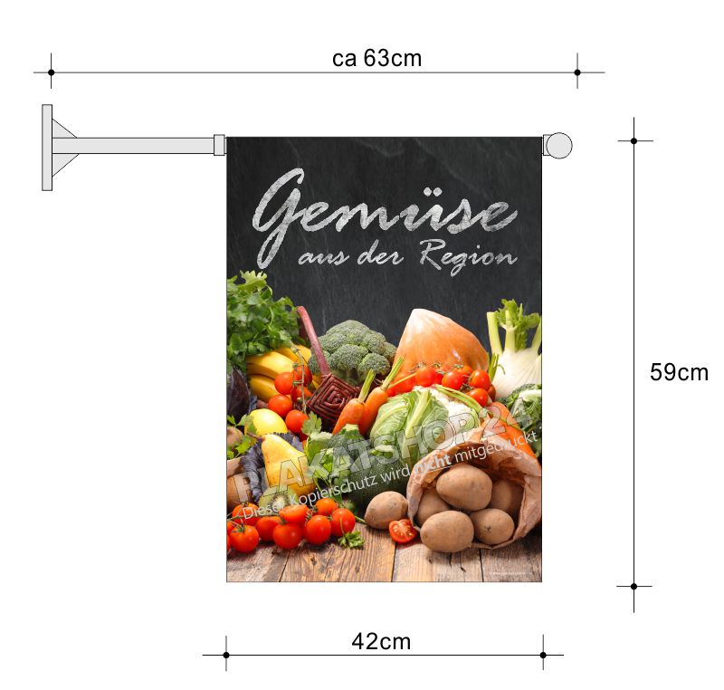 Fahne für Werbung regionales Gemüse