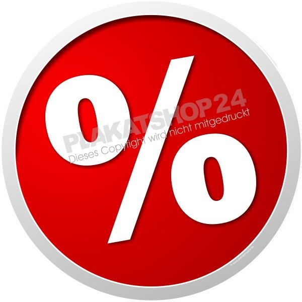 Schaufensterfolie Prozente für Ausverkauf, Reduziert-Verkauf und Sale