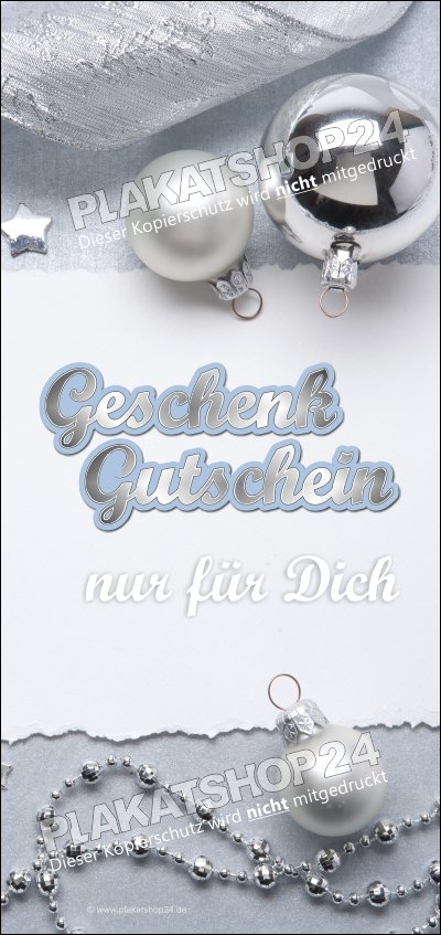 Weihnachts-Gutschein in moderner Silber-Optik