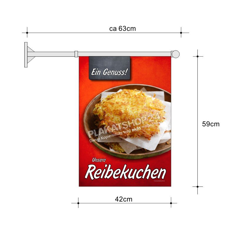 Stockfahne_Reibekuchen Reibekuchen-Flagge A2 für Reibekuchen-Werbung
