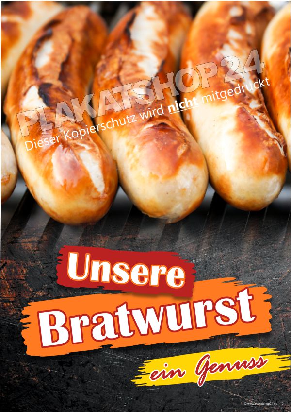 Imbissschild (Plakat) mit Foto Bratwürste
