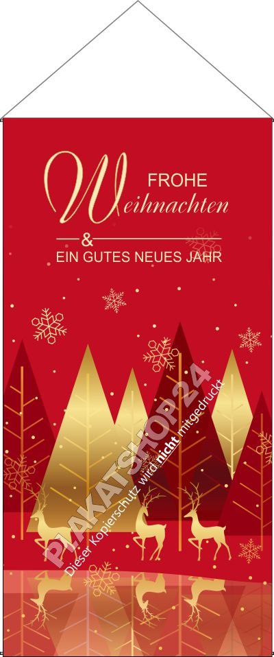 weihnachtsbanner-stoff-2 Auffälliges Weihnachtsbanner Stoff Rot / Gold
