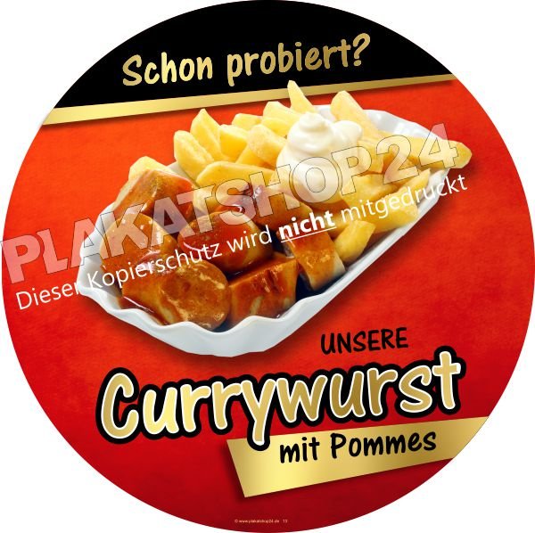 curry-pommes-aufkleber Werbeaufkleber Currywurst-Pommes