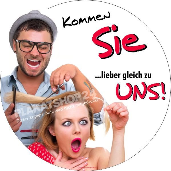 Lustige Werbefolie für Friseur und Coiffeur