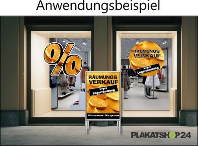 Schaufensterfolie Räumungsverkauf wegen Lagerräumung