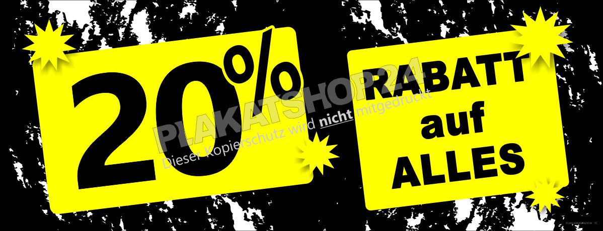 Werbebanner „20% RABATT AUF ALLES“ – Wetterfeste Plane oder Klebefolie für maximale Sichtbarkeit