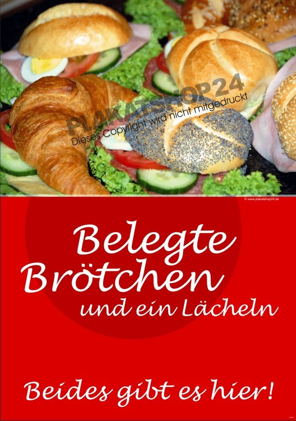 Bäckerplakat für belegte Brötchen