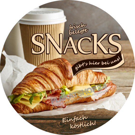 Werbeaufkleber leckere Snacks