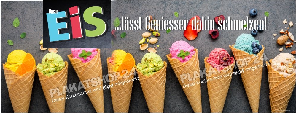 Banner Werbung für Eiscafé/Kugeleis