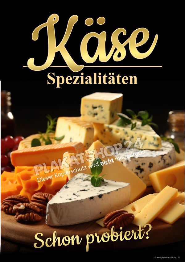 Werbeplakat für Käsespezialitäten