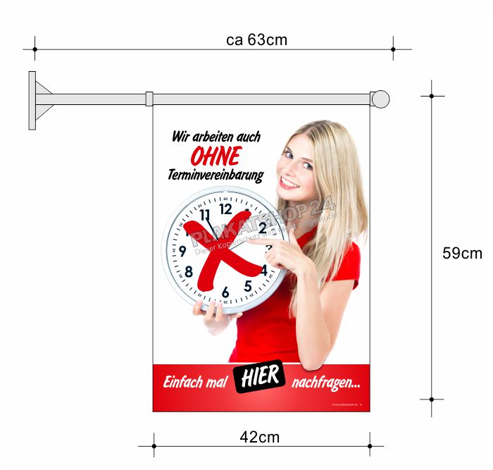 Wir arbeiten auch ohne Termin - Friseur Stockfahne Wir arbeiten auch ohne Termin - Friseur Stockfahne