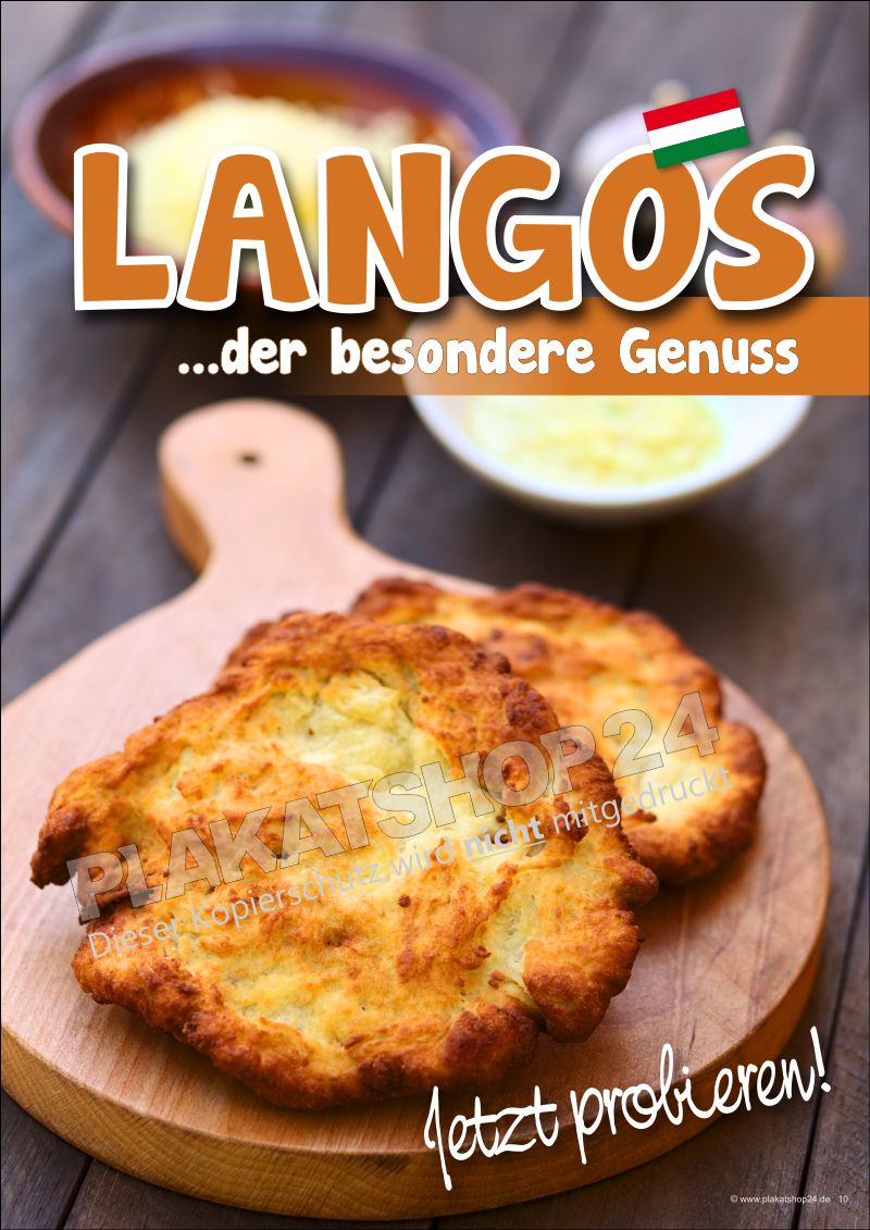 Werbeplakat Langos - die ungarische Spezialität Werbeplakat Langos - die ungarische Spezialität