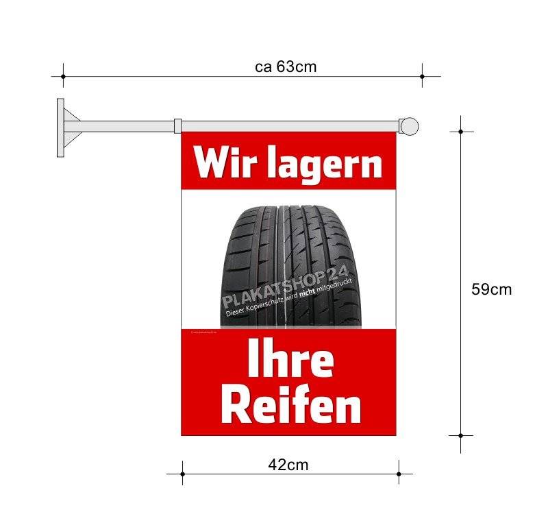 Reifendienst-Fahne A2 für Werbung Einlagerung von Reifen