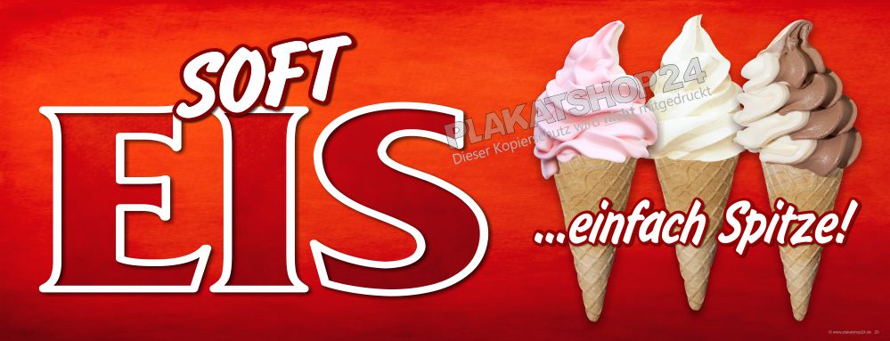 Rotes Querbanner für den Softeisverkauf