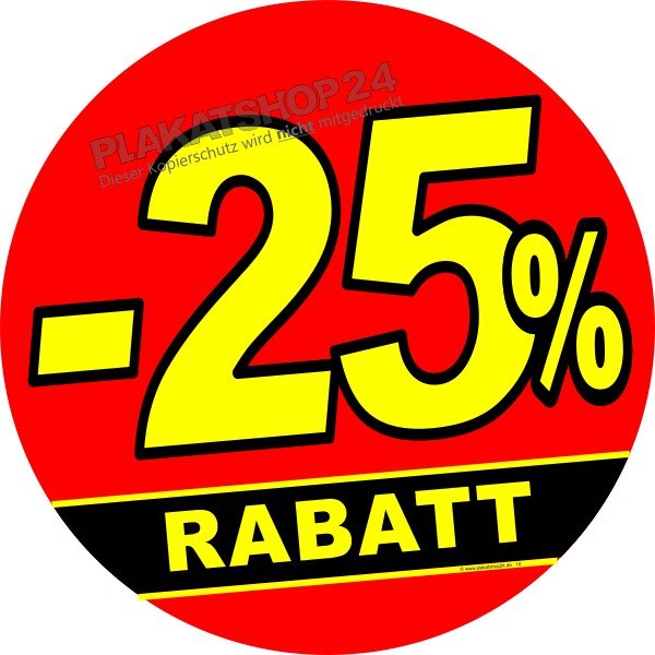 Sticker_25 Leuchtender Reduziertaufkleber -25%