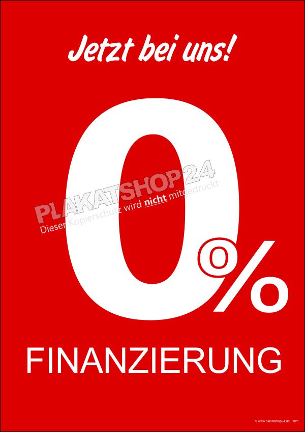 Werbeplakat für Null-Prozent-Finanzierung