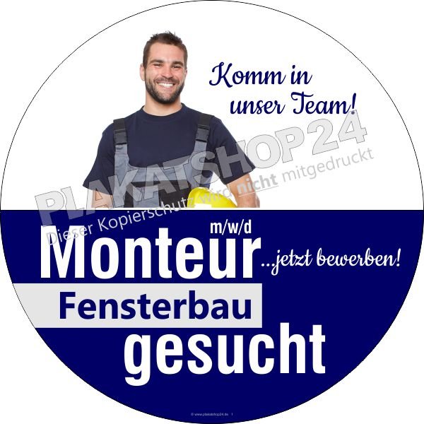 Werbeaufkleber Fensterbau-Monteur gesucht