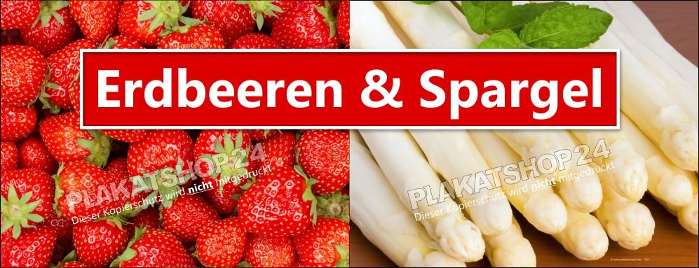 Werbebanner frische Erdbeeren und Spargel