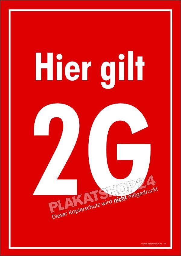 Plakat Hinweis Hier gilt 2G