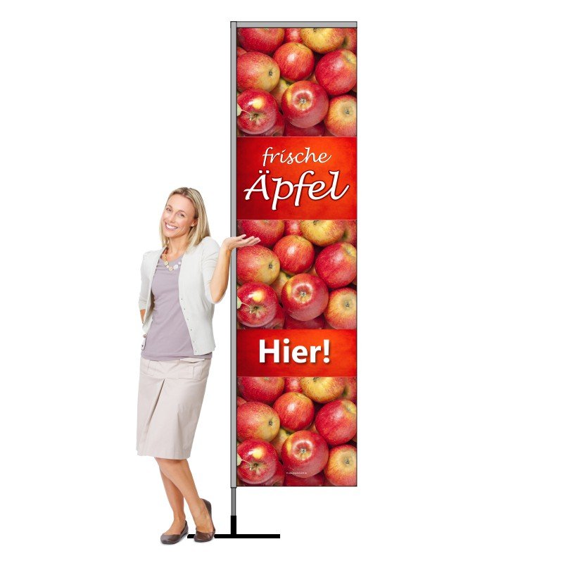 Beachflag frische Äpfel zu verkaufen