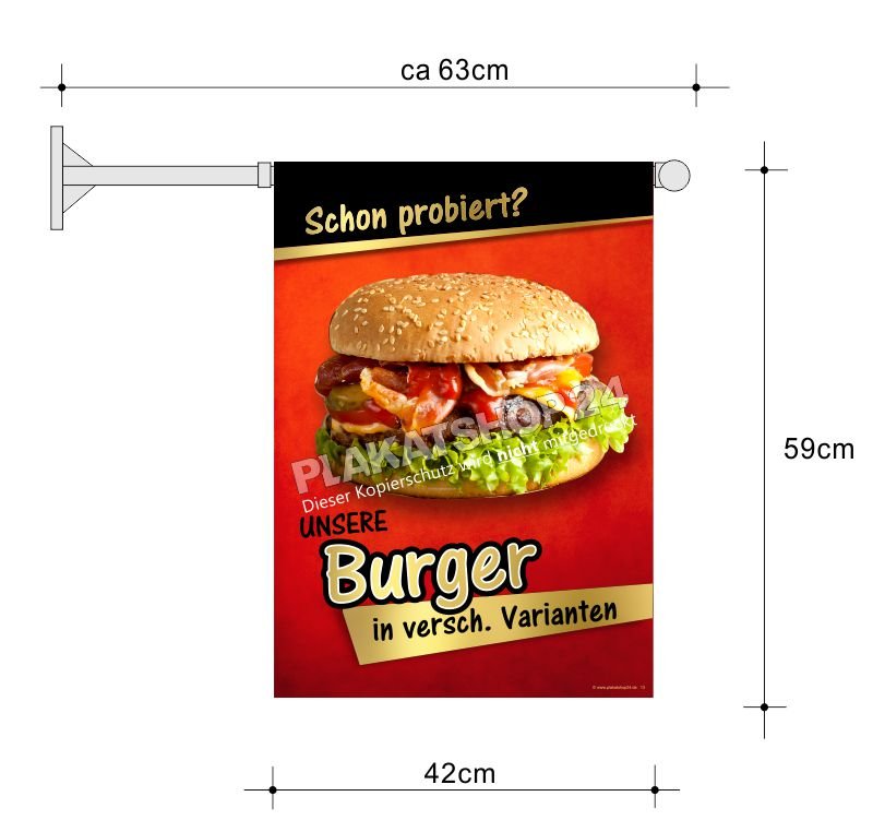 Imbissfahne Burger in versch. Varianten