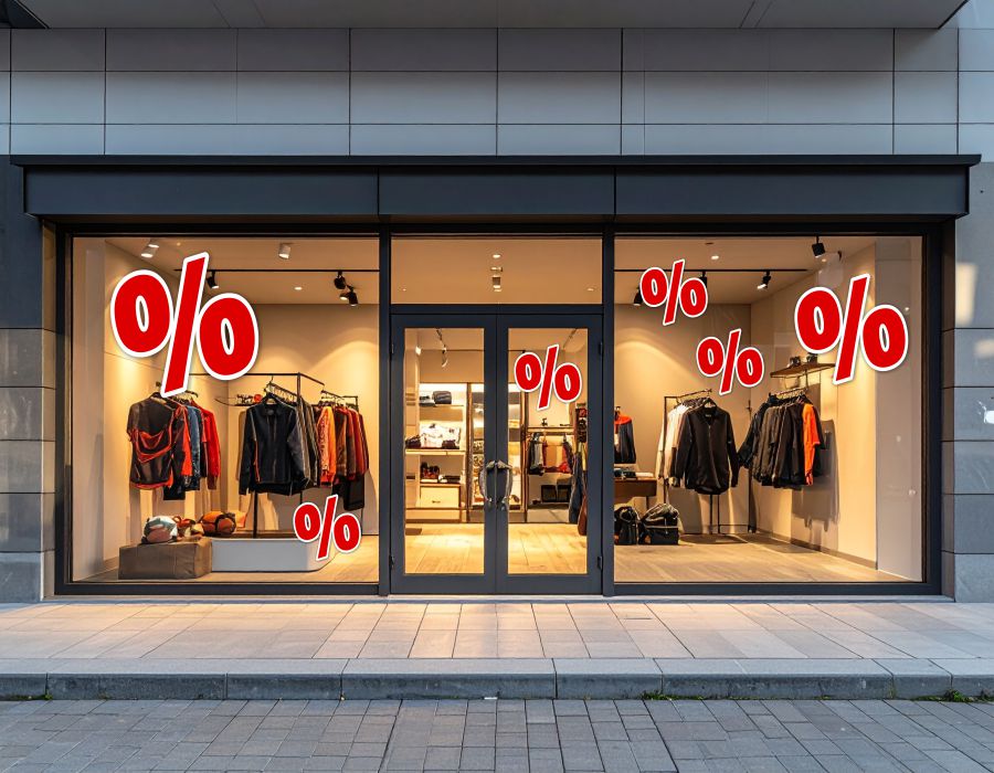 %-Aufkleber rot-weiss für alle Branchen geeignet