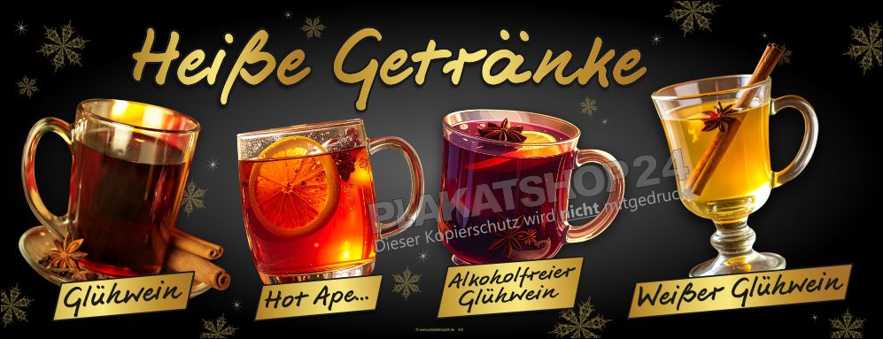 Werbebanner für Glühweinstand & heiße Drinks