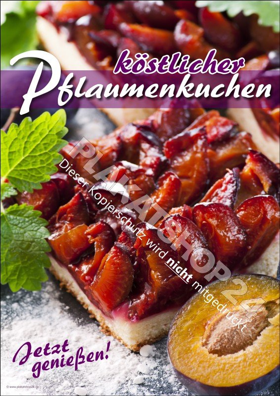 xa9161 Plakat für frischen Pflaumenkuchen