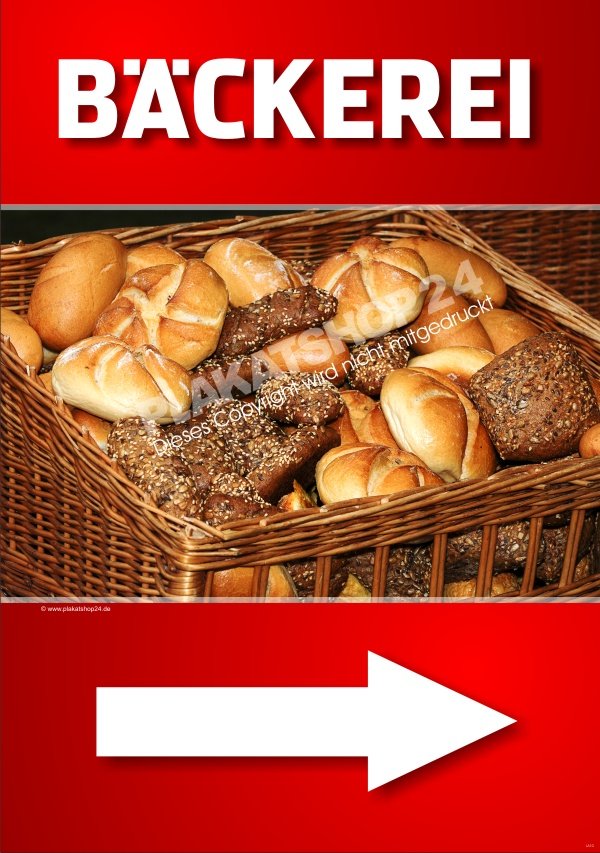 Brötchenplakat als Hinweisschild für Bäckerei