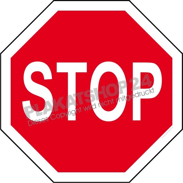 Aufkleber Stop-Schild als selbstklebende Werbefolie z.B. für Schaufenster