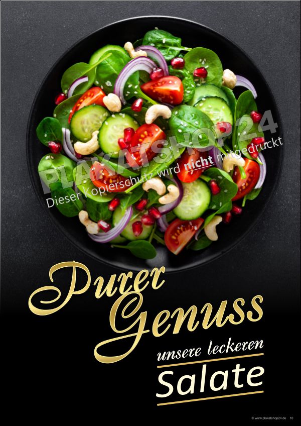 Plakat Purer Genuss Salate – UV-stabiles Gastro-Poster für Außenwerbung & Schaufenster