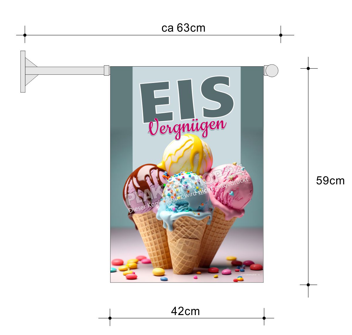 Eisfahne für Eiscafé Eisfahne für Eiscafé