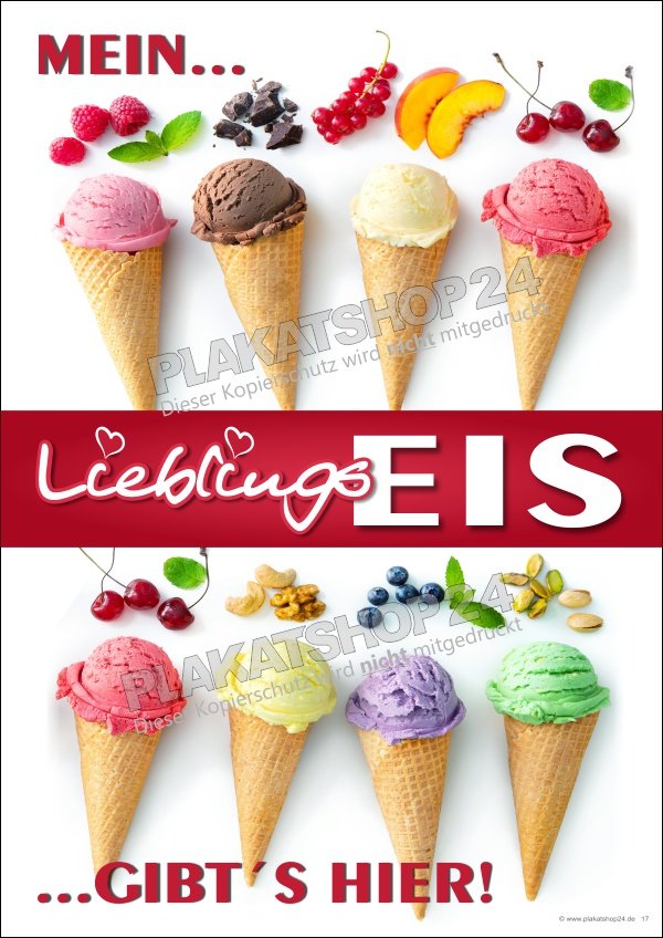 kugeleisplakatOCvrxAeZCZ3oK Werbeposter Fruchteis Eistüten Eishörnchen