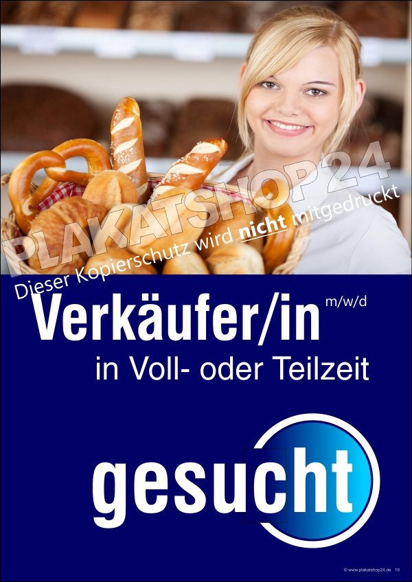 Bäckereiplakat Stellenangebot Verkäufer/in