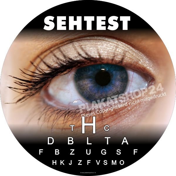 Aufkleber Sehtest für Augenoptiker-Werbung
