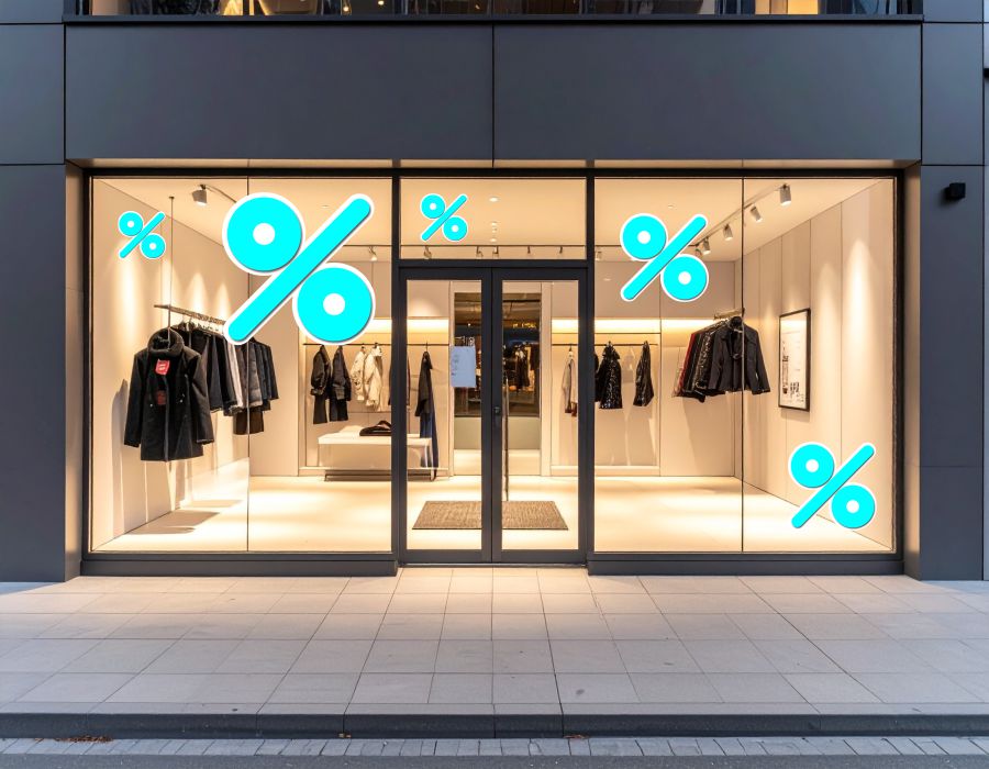 Ausgeschnittener Prozent-Aufkleber in cyan