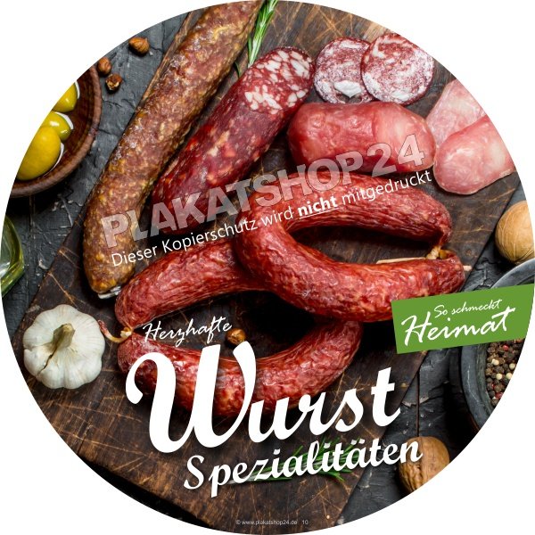 Wurstaufkleber Salamivielfalt Fleischereireklame