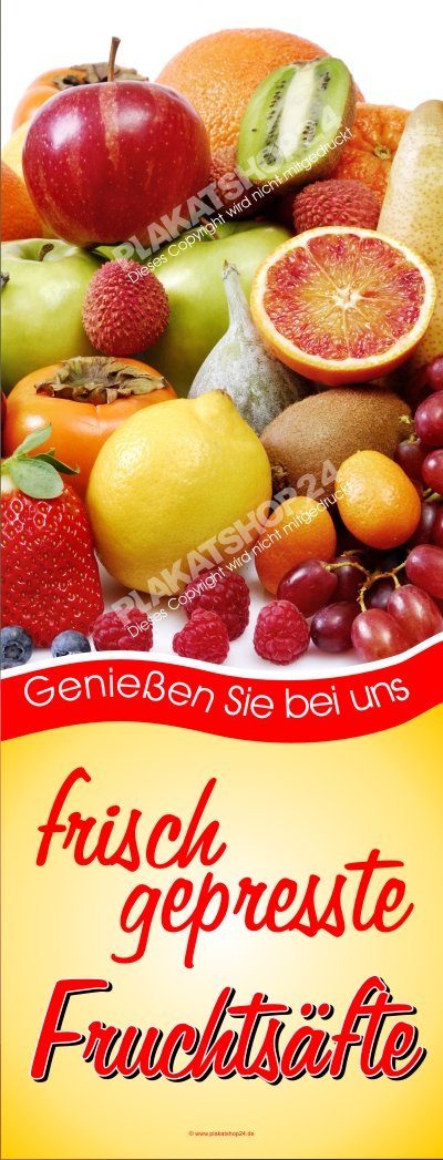 37afcddb90d907c0b55fae439849cacb Banner frisch gepresste Fruchsäfte mit Foto frisches Obst