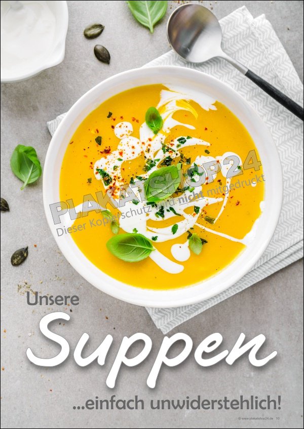 Gastrowerbung günstiges Suppenplakat