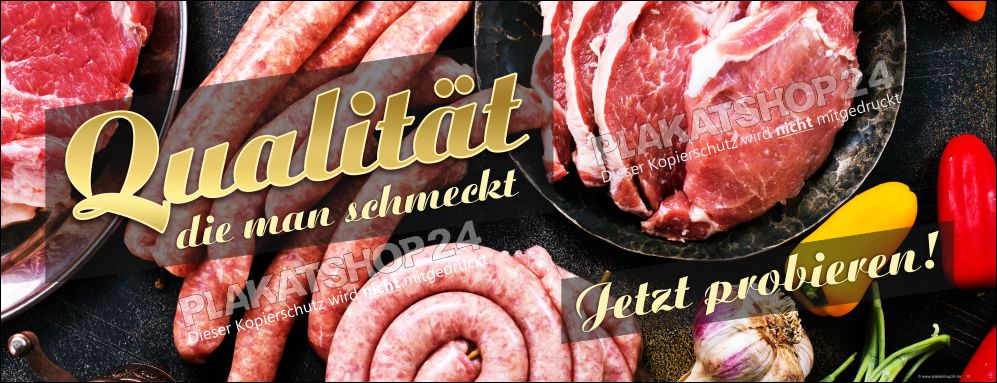 Werbebanner für Fleisch und Wurst aus dem Fleischerfachgeschäft