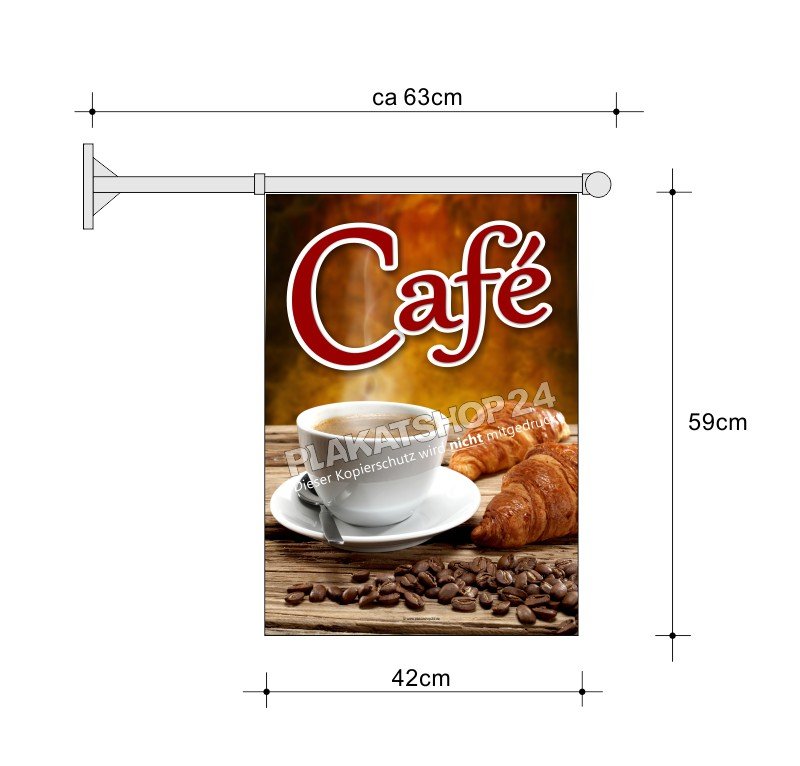 Café-Fahne A2 für Wandmontage