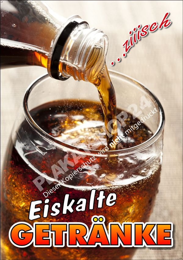 Plakat für kalte Getränke mit Bild Cola