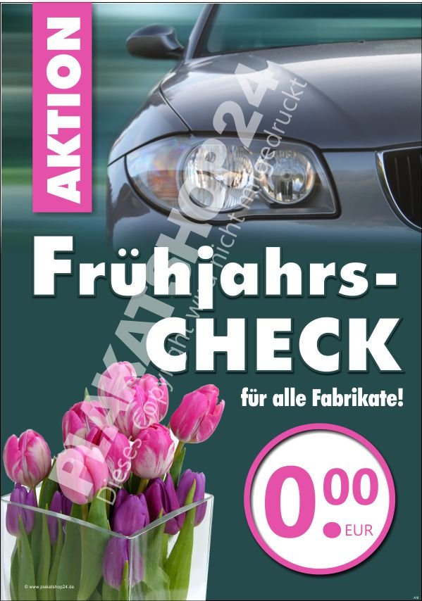 Werbeschild für Auto Frühjahrs-Check für Autohaus und Kfz-Werkstatt