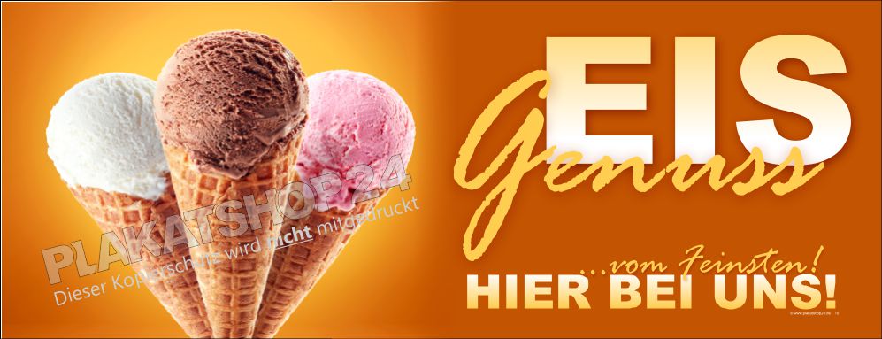 Werbebanner für die Außenwerbung eines Eiscafés