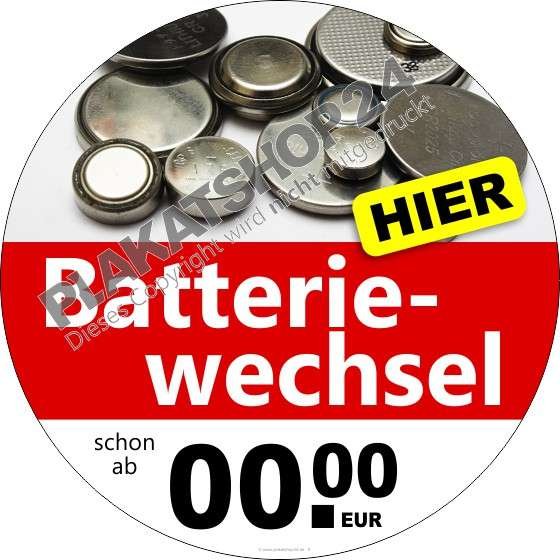 Günstiger Werbeaufkleber Batteriewechsel