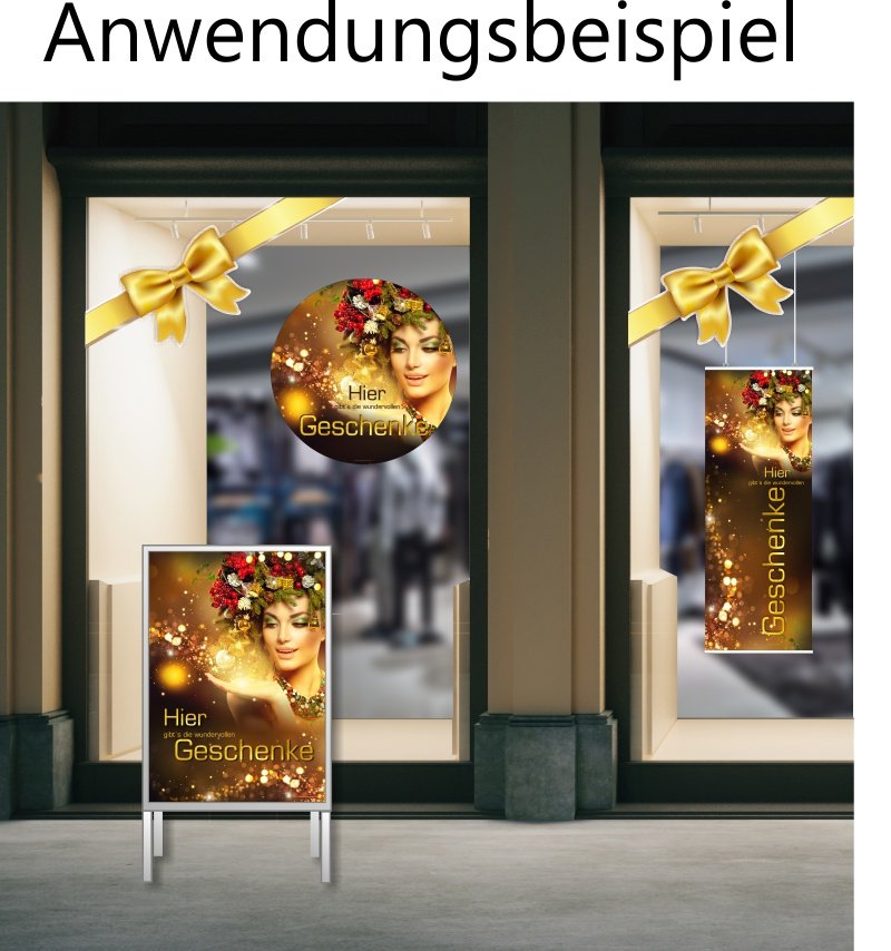 Dekovorschlag_Schaufenster_Weihnachten Weihnachtsposter Geschenkidee Gutscheine