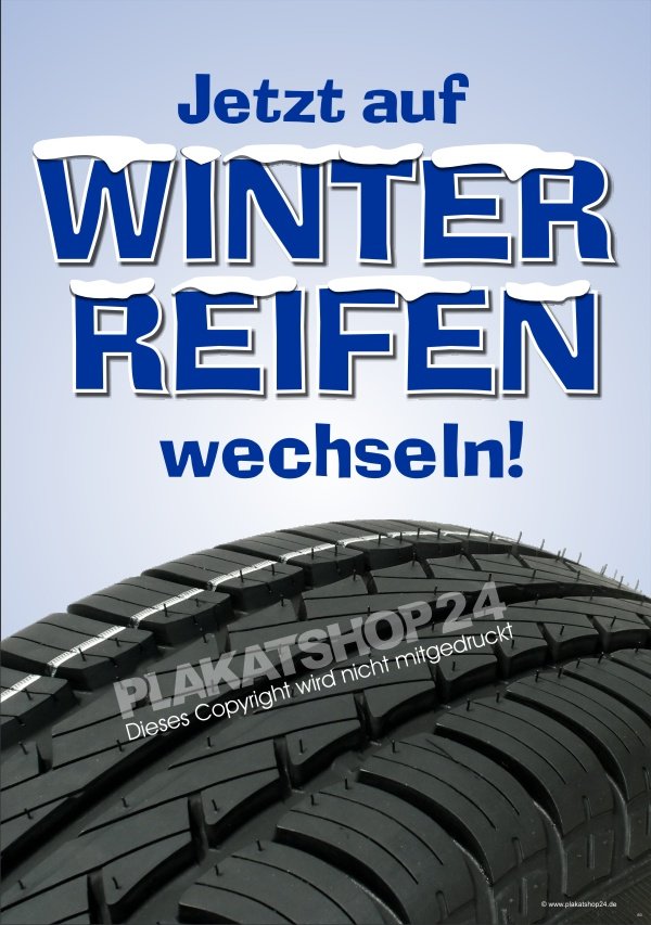 Winterreifenplakat für Winterreifen-Werbung in der Kfz-Branche