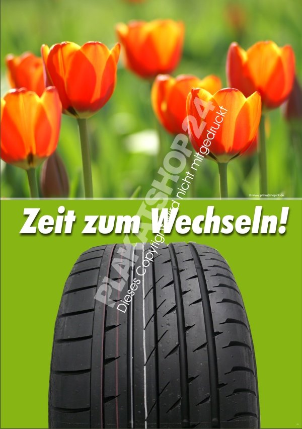 Werbeplakat für Reifenwechsel zum Frühjahr