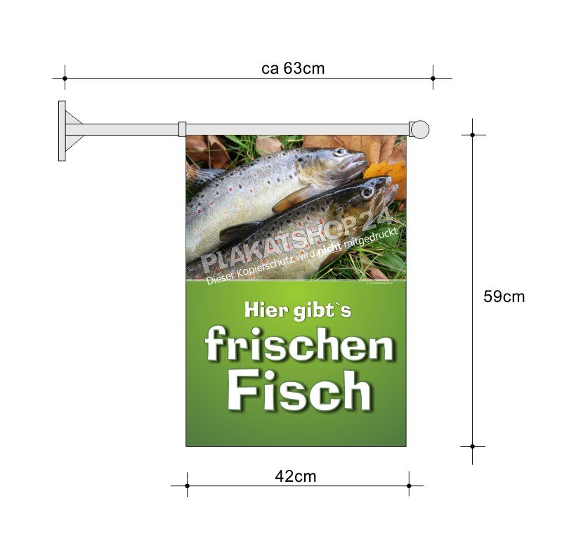 Stockfahne_frischer_Fisch Stockfahne A2 Hier gibts frischen Fisch