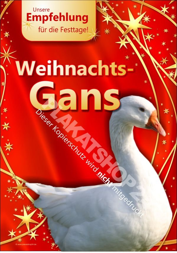 89a4cc954d57f03f2e7c7309a9fbe291 Werbeplakat für frische Weihnachts-Gans
